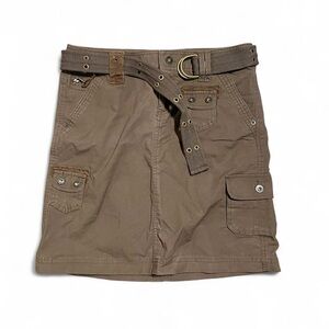 Y2K Utility Cargo Skirt with Belt - Brown
